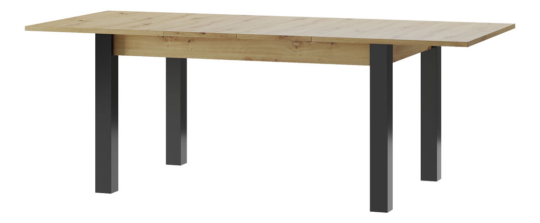 Masă sufragerie Lorren 40 (stejar artisan + negru mat) (pentru 6 până la 8 persoane)