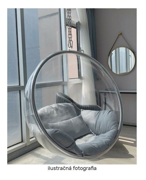 Fotoliu balansoar suspendat Belgica 1 (transparent + auriu + roz) 