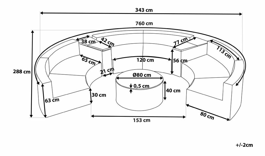 Kerti ülőgarnitúra Sevo (sötétszürke)