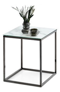 Konferenčný stolík Bella S (biely mramor + čierna)