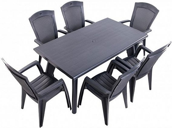 Záhradný nábytok Florencie I. 1+6 antracit (Plast)