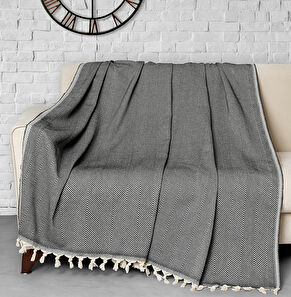 Husă pentru canapea 200 + 30 x 120 cm Trendos (negru + alb)