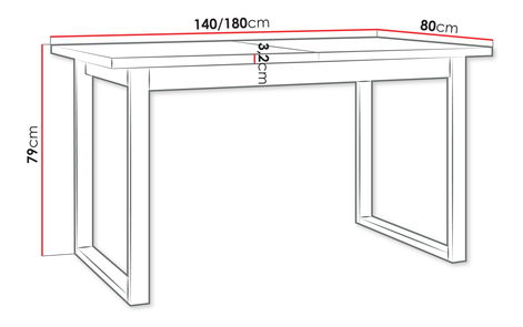 Rozkladací jedálenský stôl Elarna 80 x 140 180 III (dub artisan + čierna) (pre 4-8 osôb)