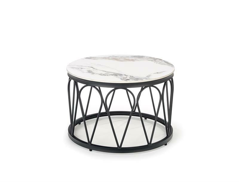 Set 2 ks. Konferenčných stolíkov Fermina (biely mramor + čierna)