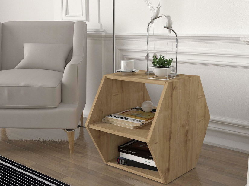 Príručný stolík Boteko 1 (dub + čierna) 