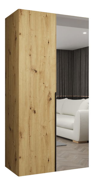 Ormar za garderobu 100 cm Alice 2 (hrast artisan + crna)