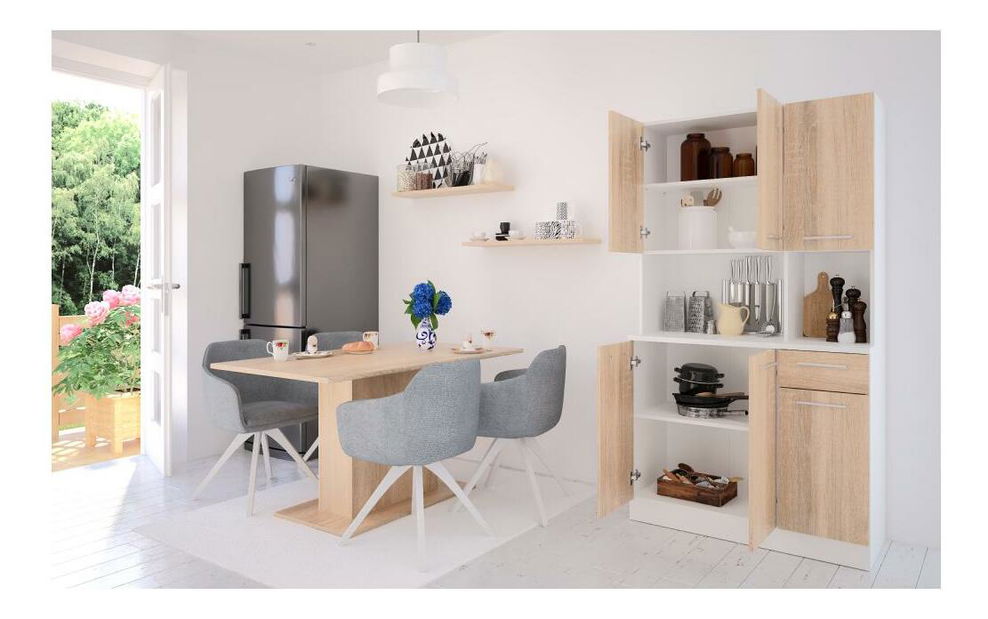 Colț bucătărie Palermo NEW (alb + stejar sonoma)