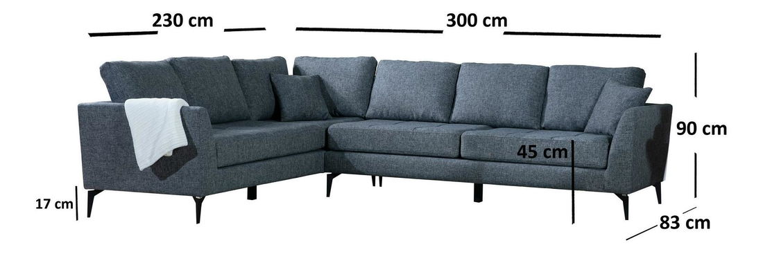 Sarokkanapé Temparina (B) (sötétszürke + fekete)