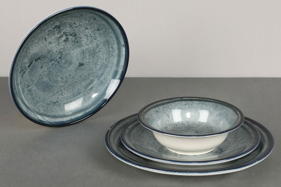 Jedálenská súprava (24 ks.) Bentley (tmavomodrá + tyrkysová)