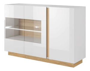 Vitrină Cethos (Alb + stejar grandson + alb lucios)