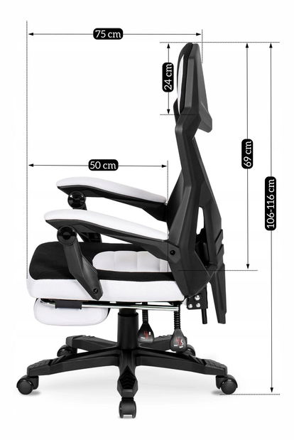 Herné kreslo Brodel (čierna + biela) 