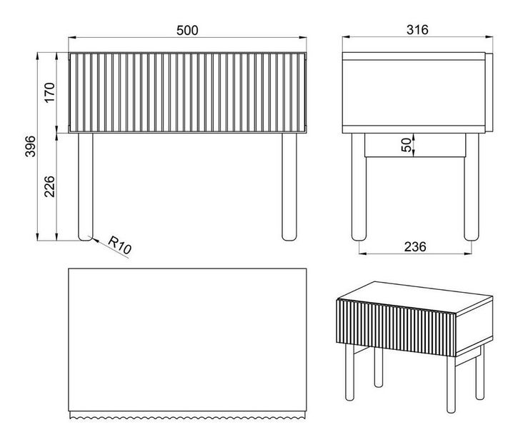 Noćni stolić Noelia N4 (hrast)