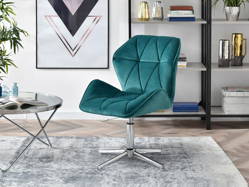 Kreslo Velma S (tyrkysová + chrómová)