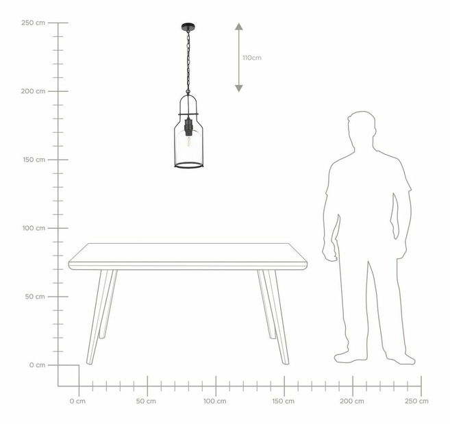 Set 2 ks závesných svietidiel Belisario (čierna)