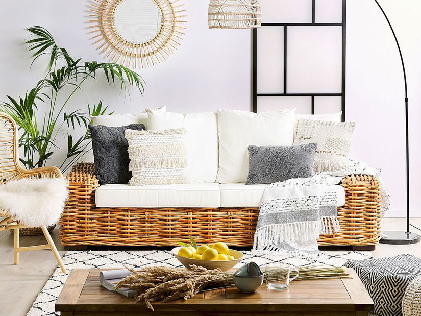 Pohovka dvojsedačka Frank (prírodná + krémovobiela)