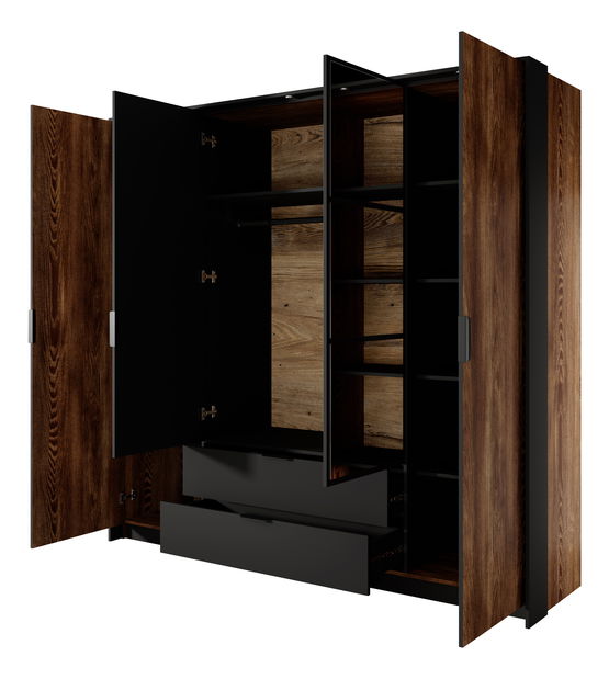 Šatníková skriňa Milty (dub baltic + čierna)