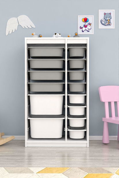 Organizator za igračke Dremonka 6 (bijela + siva)