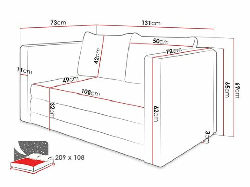 Canapea extensibilă Alden (Manila 02 + Manila 02 + Lyon 01)