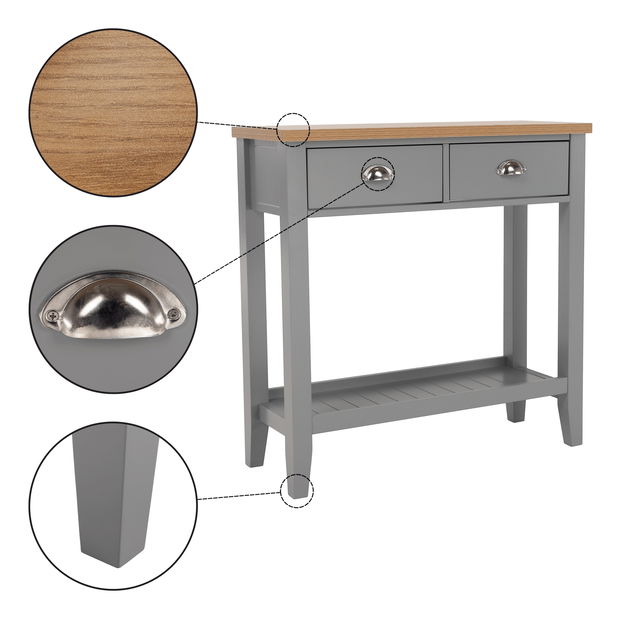 Măsuță consolă Freude (gri + deschis nuc)