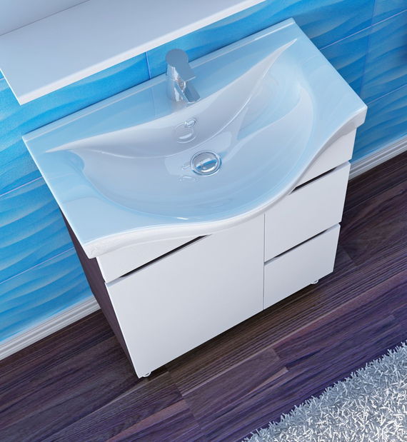 Kúpeľňová skrinka s umývadlom Juventa Monika M3-65 (wenge + vysoký lesk biely)