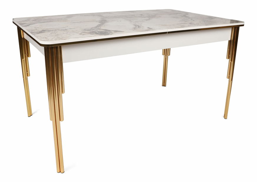 Masă de sufragerie extensibilă (pentru 6 persoane) Diana (auriu + alb) *resigilat