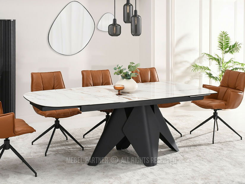 Masă sufragerie Noruega (marmură + negru)