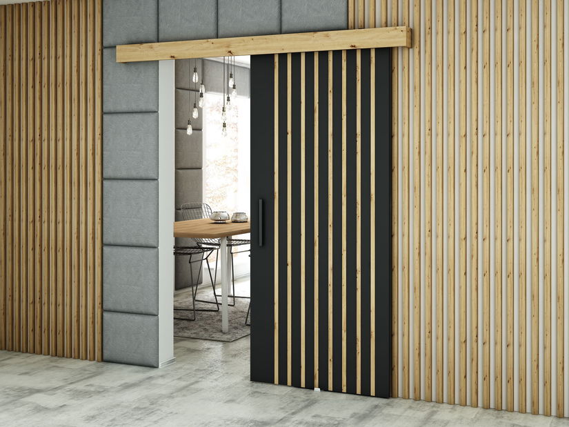 Posuvné dvere 90 cm Lovella (dub artisan + čierna matná)