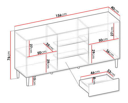 Komoda Sarlana 2D3SZ (biela + čierna) 