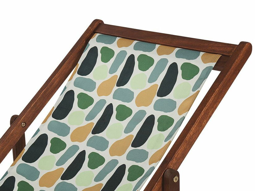 Set 2 ks záhradných lehátok s náhradnými poťahmi Antio (svetlé drevo + viacfarebný vzor)