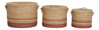 Set de 3 coșuri Pânză (natural + maro)