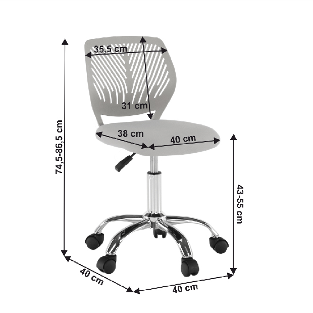 Scaun rotativ pentru copii Svelu (gri)