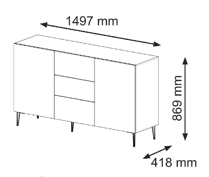 Komoda Rawy 2d3s 2 (dub artisan + čierna)