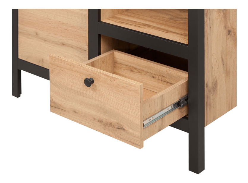 Komód Lorcan 1d1s/90 (wotan tölgy + fekete)