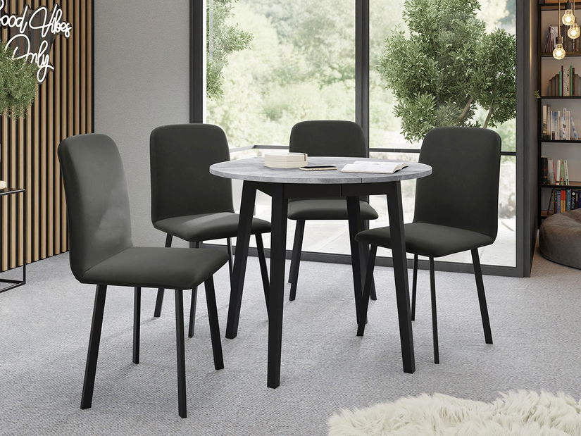 Masă extensibilă de sufragerie 90 cm Kertare S 90 (marmură gri + negru) (pentru 2-4 persoane) *resigilat