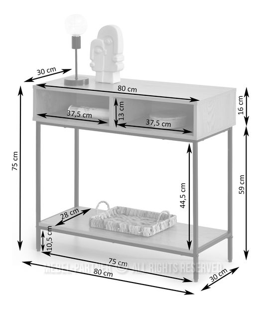 Konzolni stolić Frey (orah + crna)