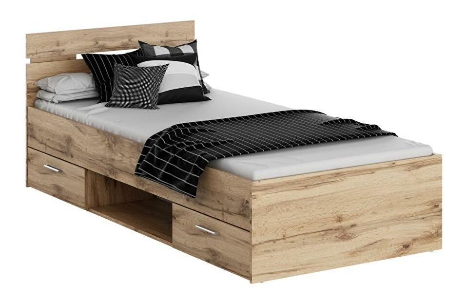 Jednolôžková posteľ 90 cm Michigin (dub wotan) (s úložným priestorom)