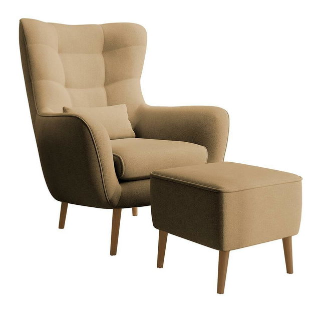 Kreslo s podnožkou Veneza VZ1 (žltá + buk)