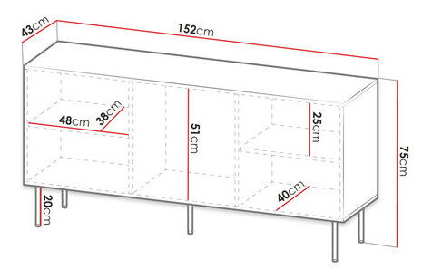 Dulap Lomaller 152 (Alb + Negru) 
