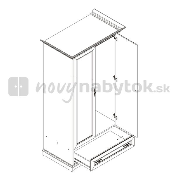 Dulap de haine KENT ESZF 2D1S (Castan)