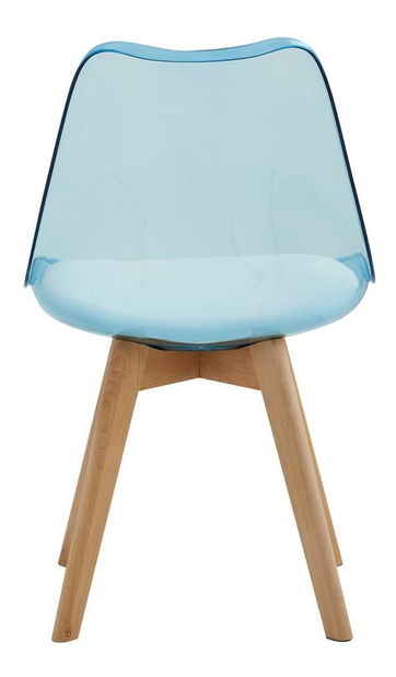 Jedálenská stolička Bralla 2 (transparentný + modrá + buk + biela) 