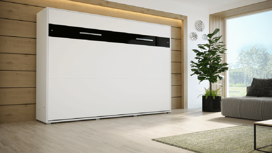 Sklápacia posteľ 140 Cassie (craft zlatý + čierna matná) (horizontálna)