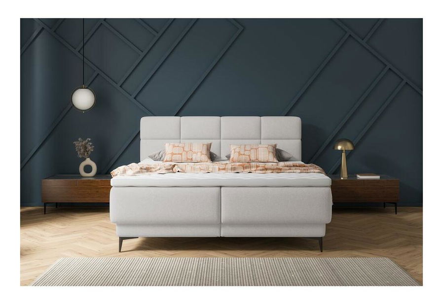 Kontinentális franciaágy 180 cm Riviera 180 (ágyráccsal és matraccal) (tárolóhellyel) (szürke + fekete) 