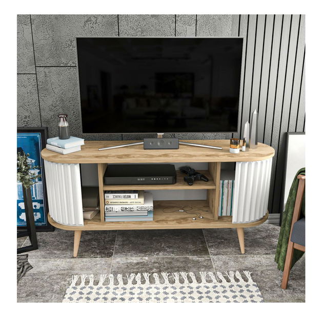 TV stolík/skrinka Stark 140 (dub + biela) 