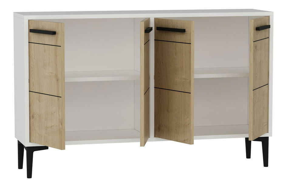 Comodă Daduko (alb + stejar zafir) 