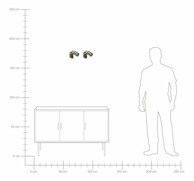 Set 2 ks nástenného osvetlenia Killi (mosadzná)