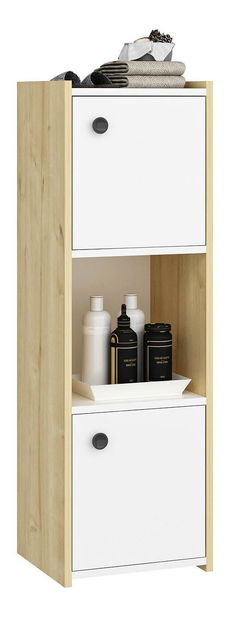 Kúpeľňová skrinka Satadu 2 (dub zafírový + biela) 