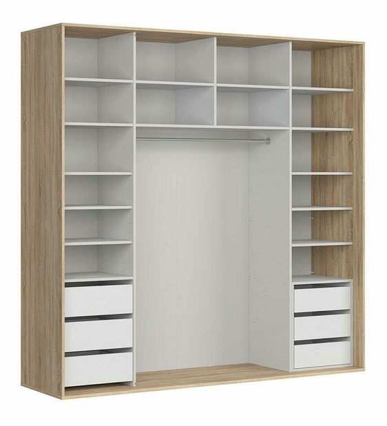 Ormar za garderobu s kliznim vratima Flex 5 (hrast sonoma + bijela) (s ogledalom)