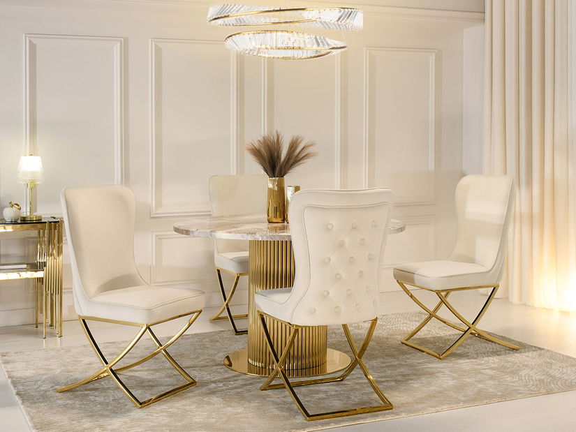 Jedálenská stolička Norsar (béžová + zlatá)