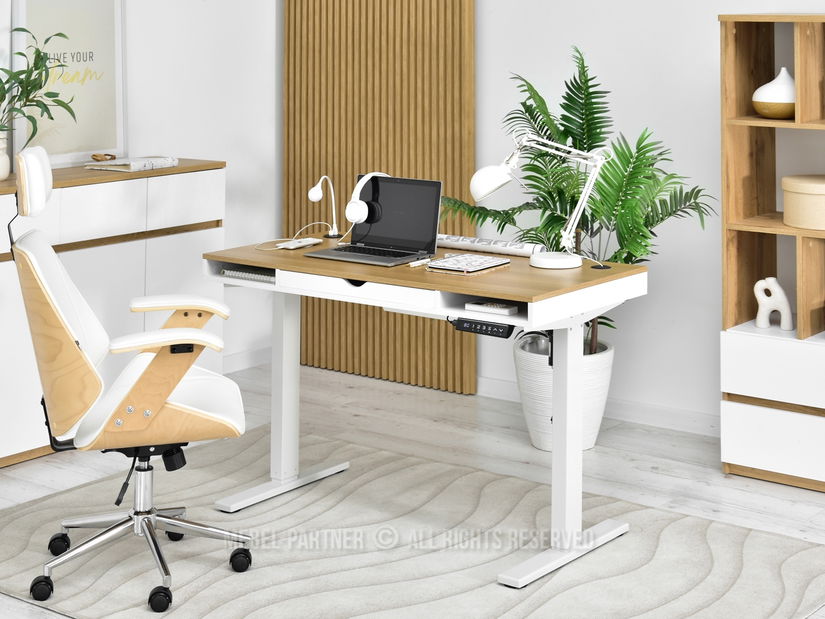 PC asztal Osto 120 (fehér tölgy + fehér)