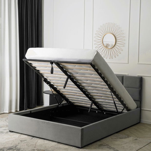 Manželská posteľ 160 cm Moviles (sivá) (s roštom) (s úl. priestorom)